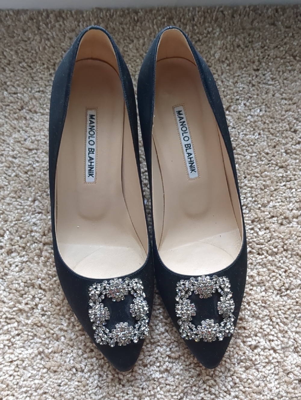 Manolo Blahnik Black Hangisi Heels 39